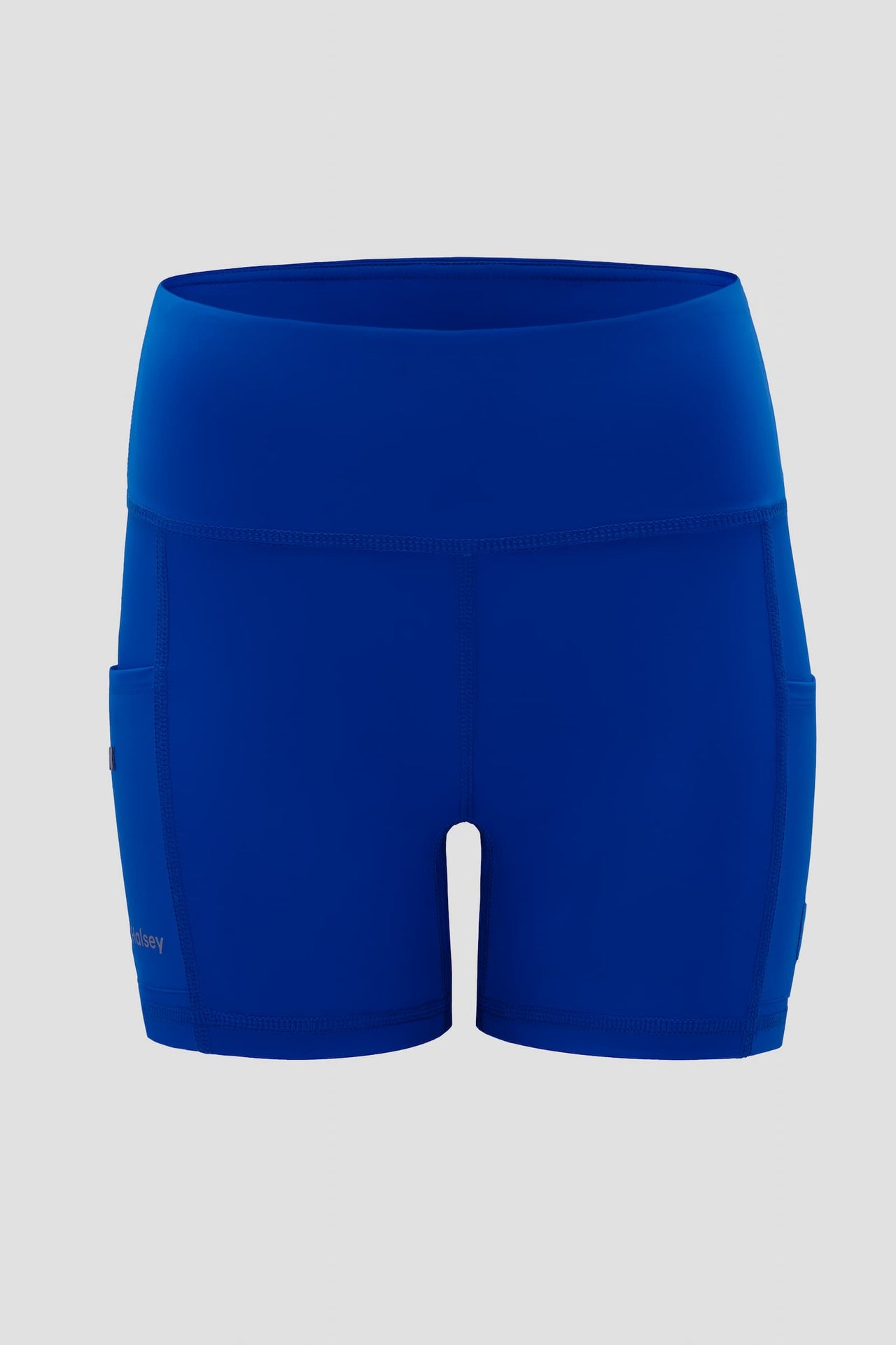 Blue athletic biker shorts with built in compression