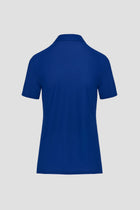 Lightweight blue polo shirt breathable mesh from the back