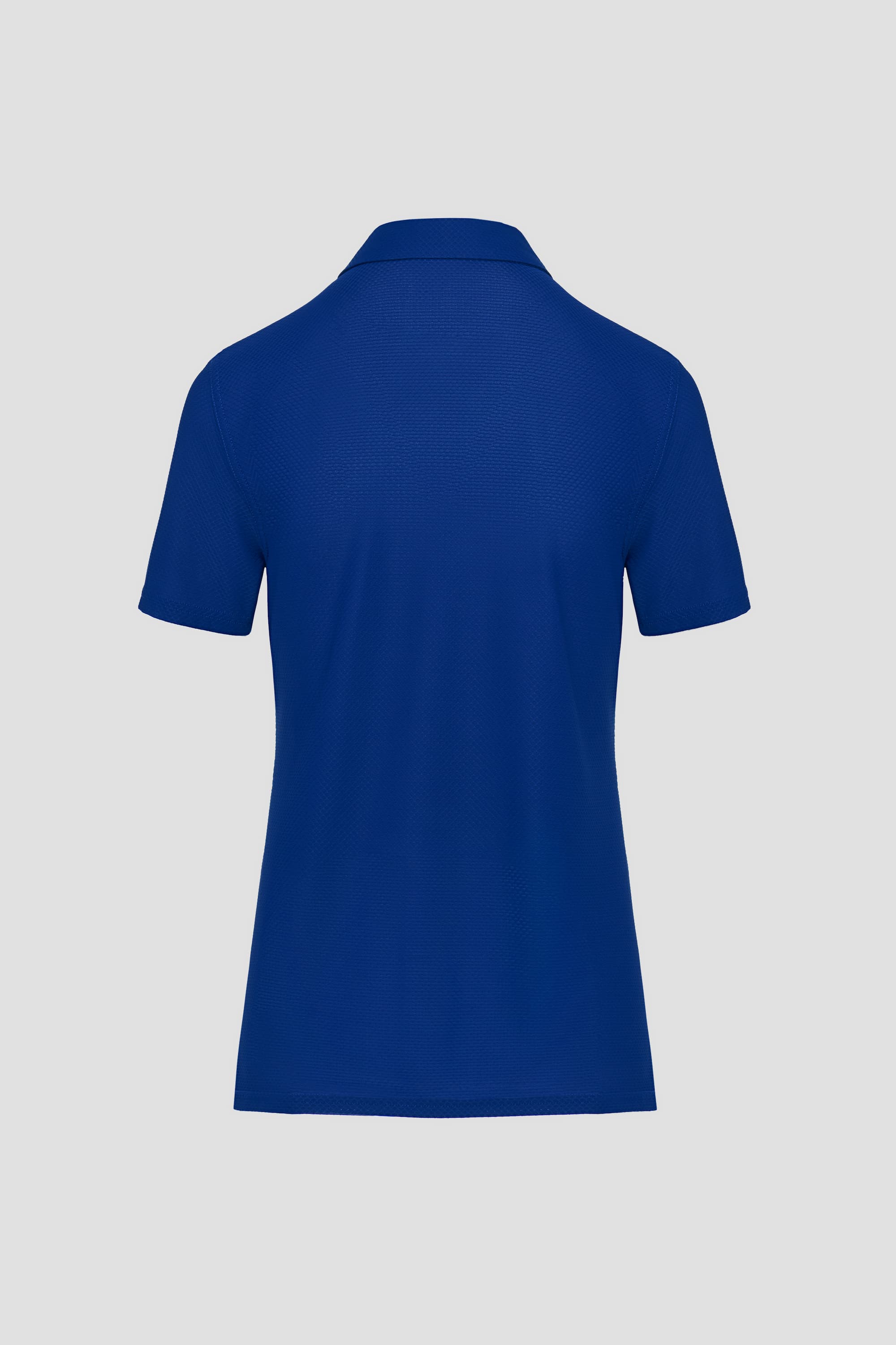 Lightweight blue polo shirt breathable mesh from the back