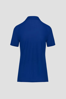 Lightweight blue polo shirt breathable mesh from the back