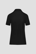 Lightweight black polo shirt breathable mesh from the back