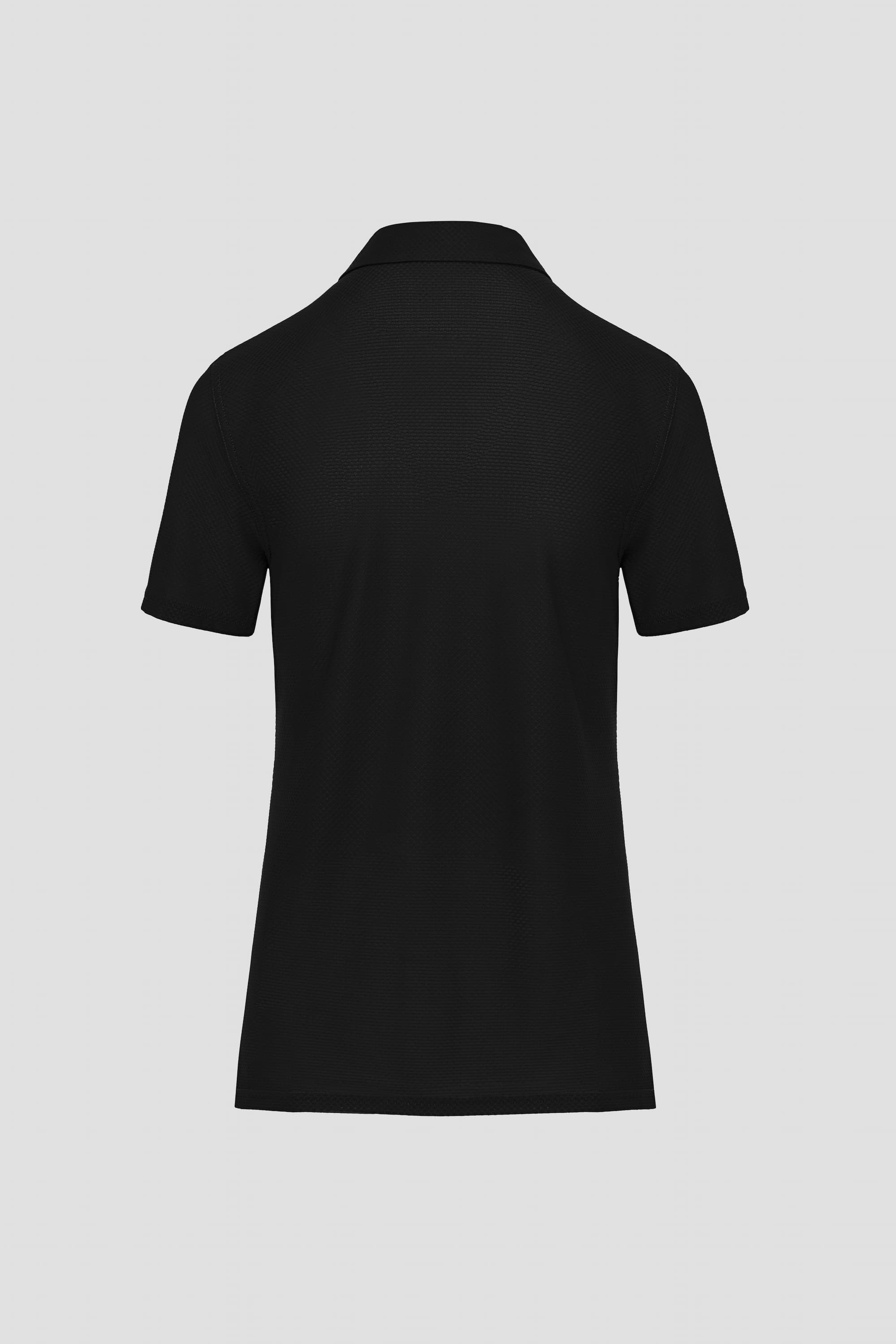 Lightweight black polo shirt breathable mesh from the back
