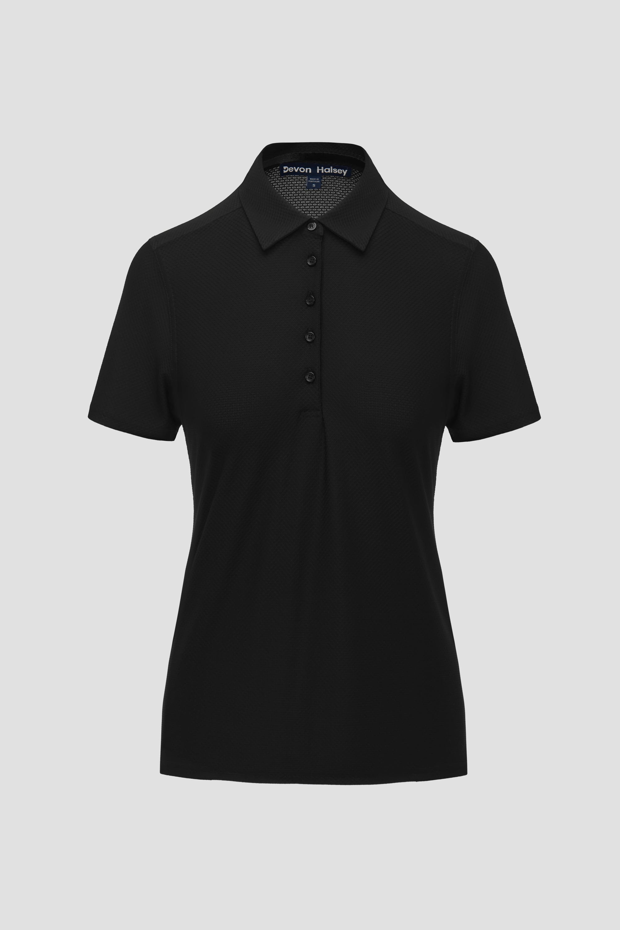 Lightweight black polo shirt breathable mesh