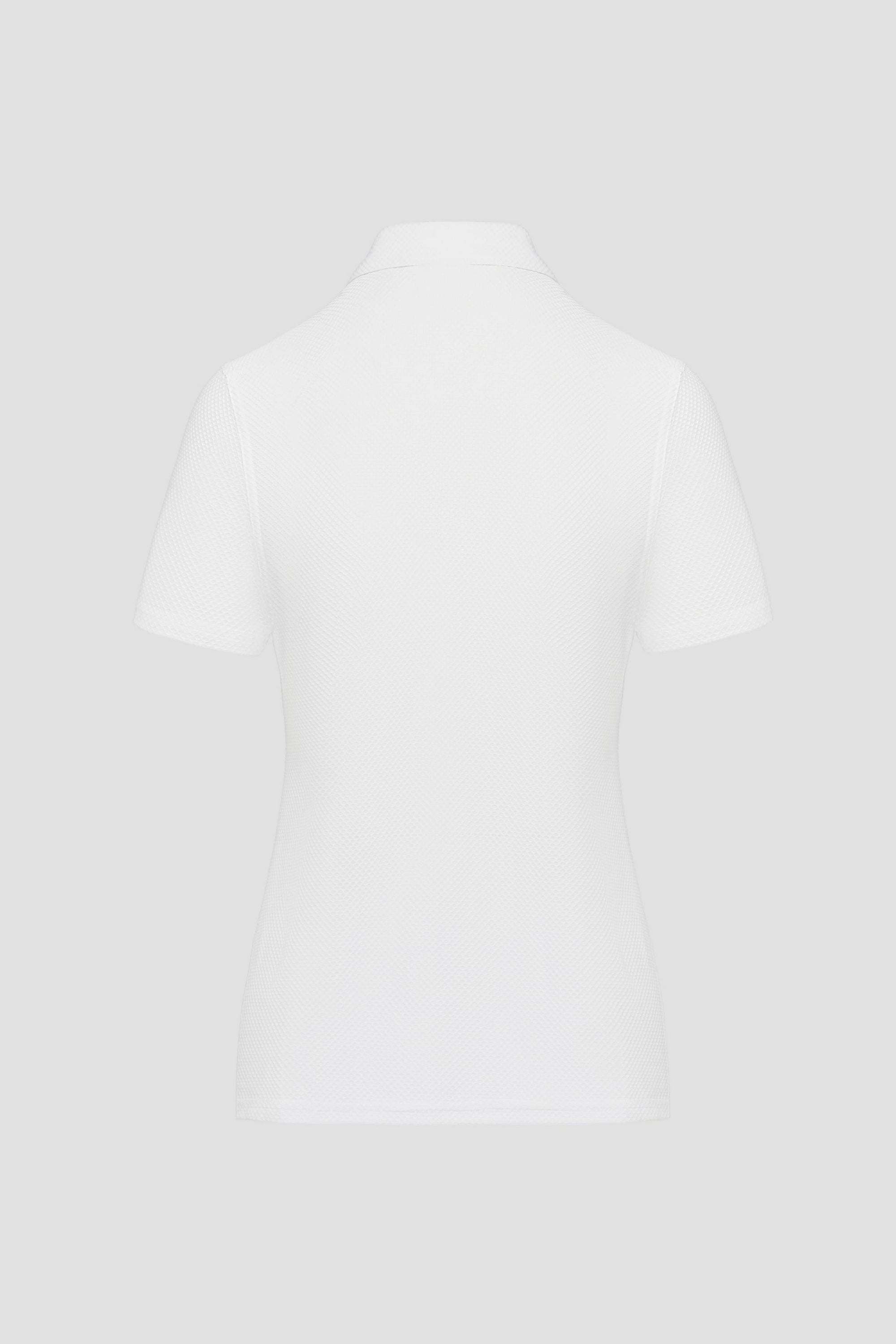 Lightweight white polo shirt breathable mesh from the back