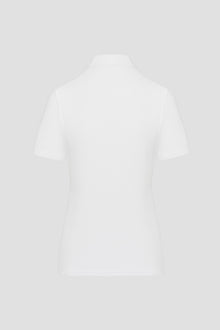 Lightweight white polo shirt breathable mesh from the back