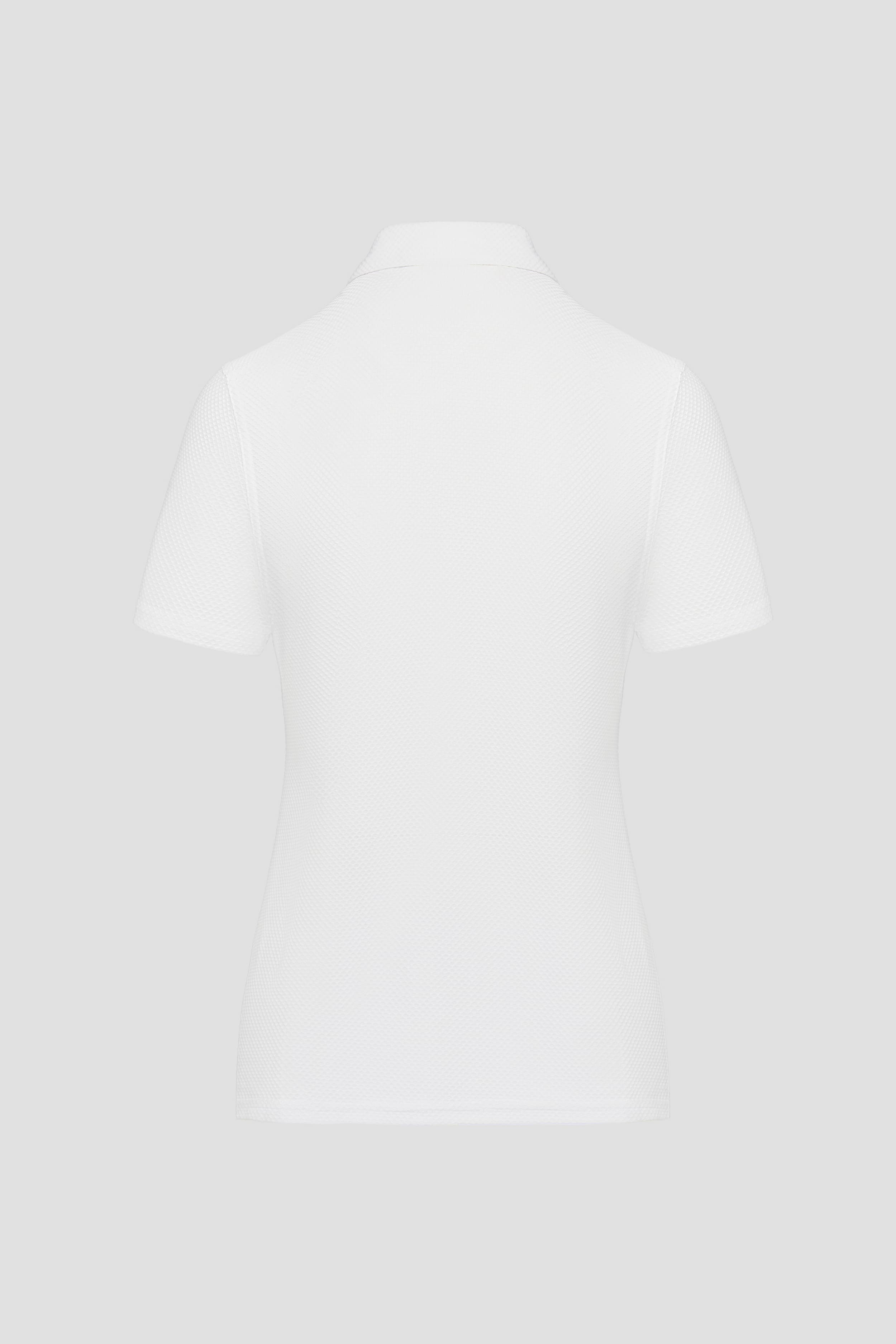 Lightweight white polo shirt breathable mesh from the back