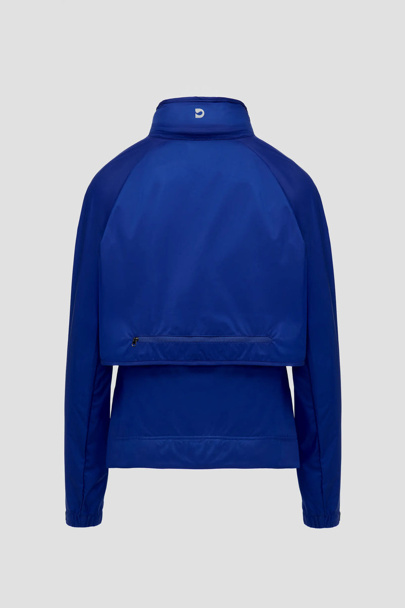 Blu Devon Halsey Driver jacket on a light grey background back