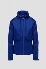 Color:Blu Blu Devon Halsey rain jacket on a light grey background