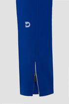 Blue lightweight Jac Jogger pants with with zipper bottom and Devon Halsey logo
