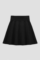 Black a-line knit skirt with waist compression