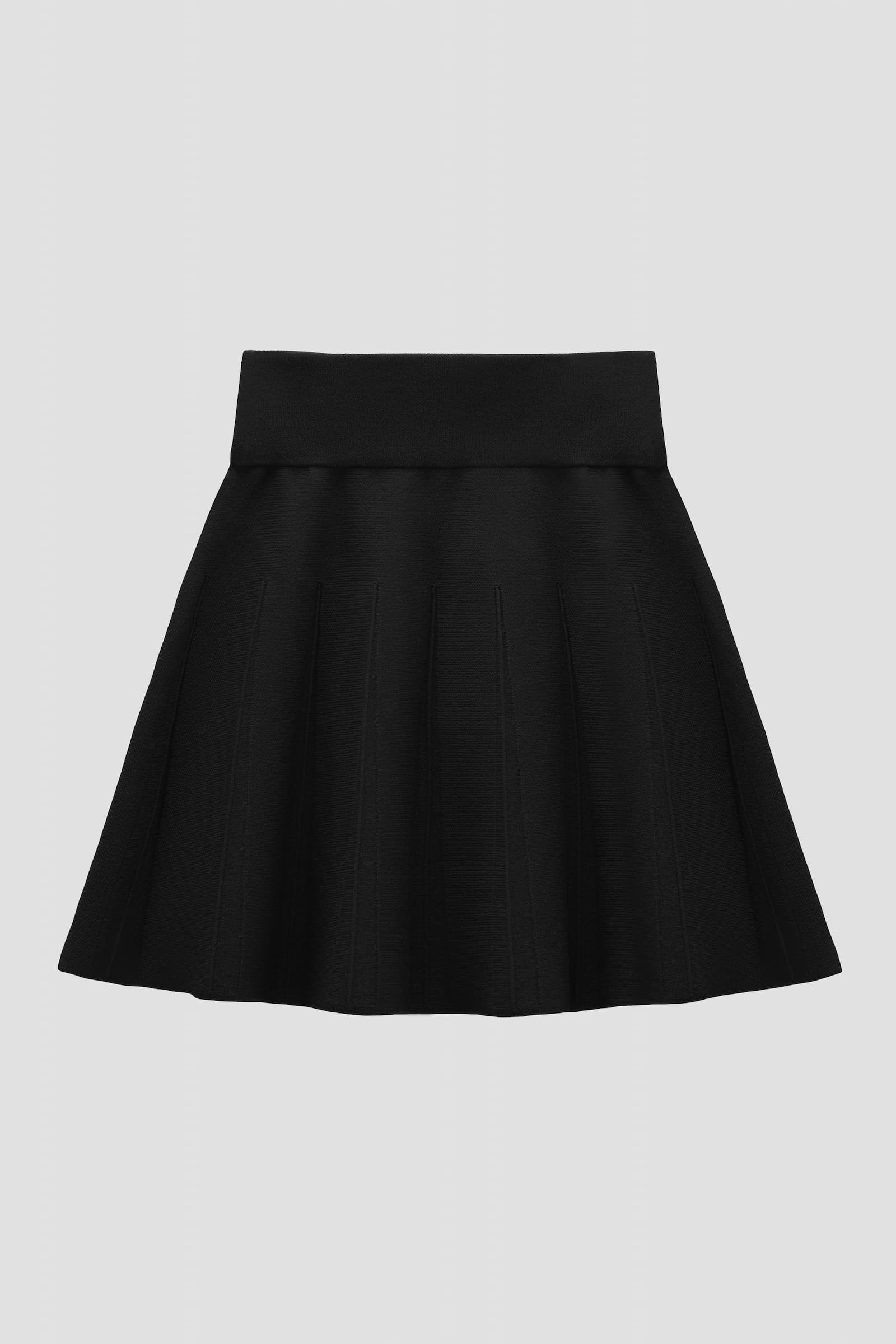 Black a-line knit skirt with waist compression