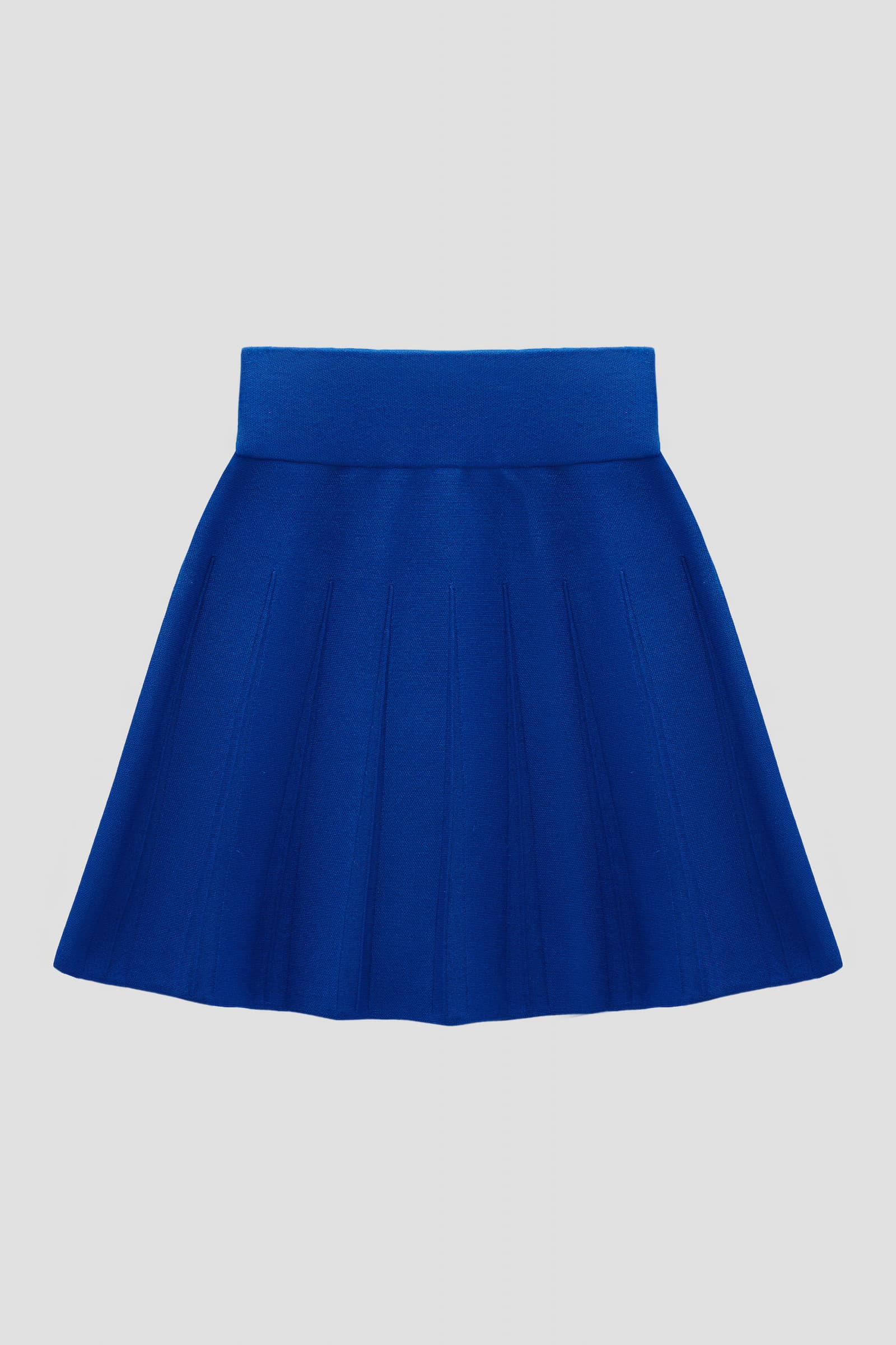 Blue a-line knit skirt with waist compression