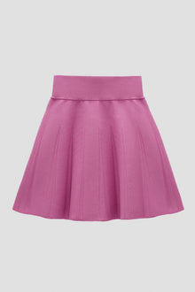 Pink a-line knit skirt with waist compression