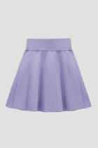 Purple a-line knit skirt with waist compression
