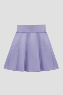 Purple a-line knit skirt with waist compression