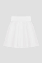 White a-line knit skirt with waist compression