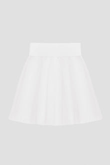 White a-line knit skirt with waist compression