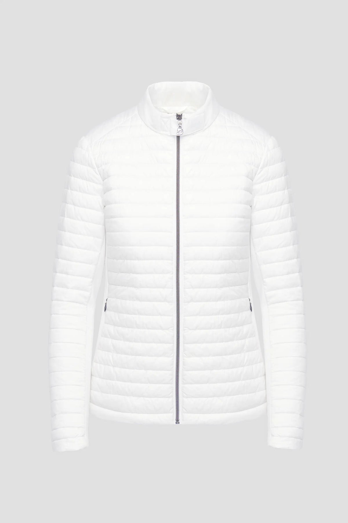 Color:Day White puffer jacket on a light gray background