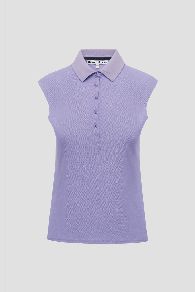 Color:Lavender Purple sleeveless polo for women
