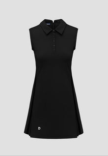 Night black sleeveless golf and tennis Jana athletic dress with a collar