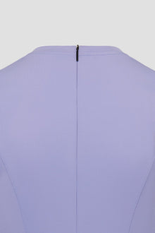Purple athletic dress for women close up of zipper